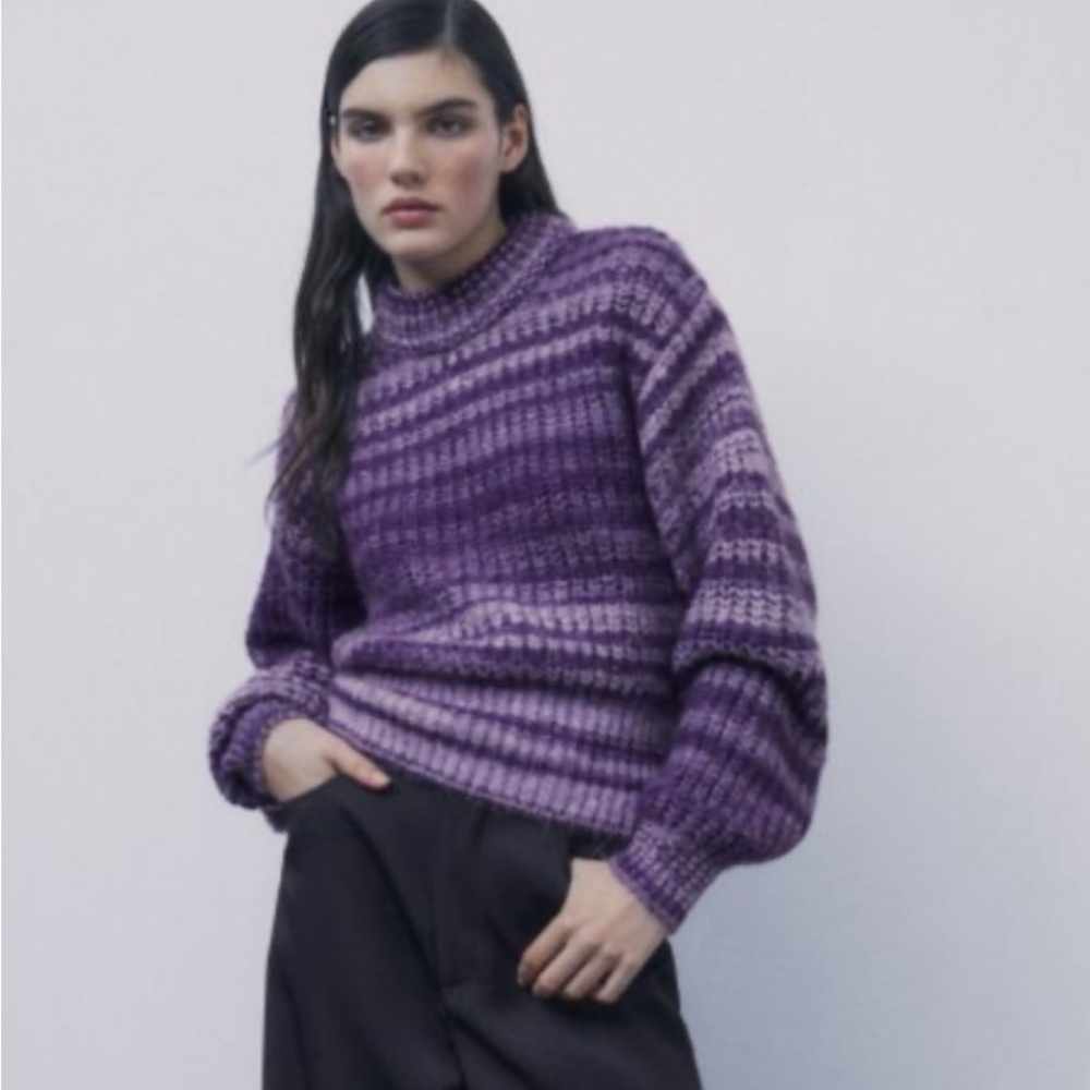 Zara purple striped sweater
